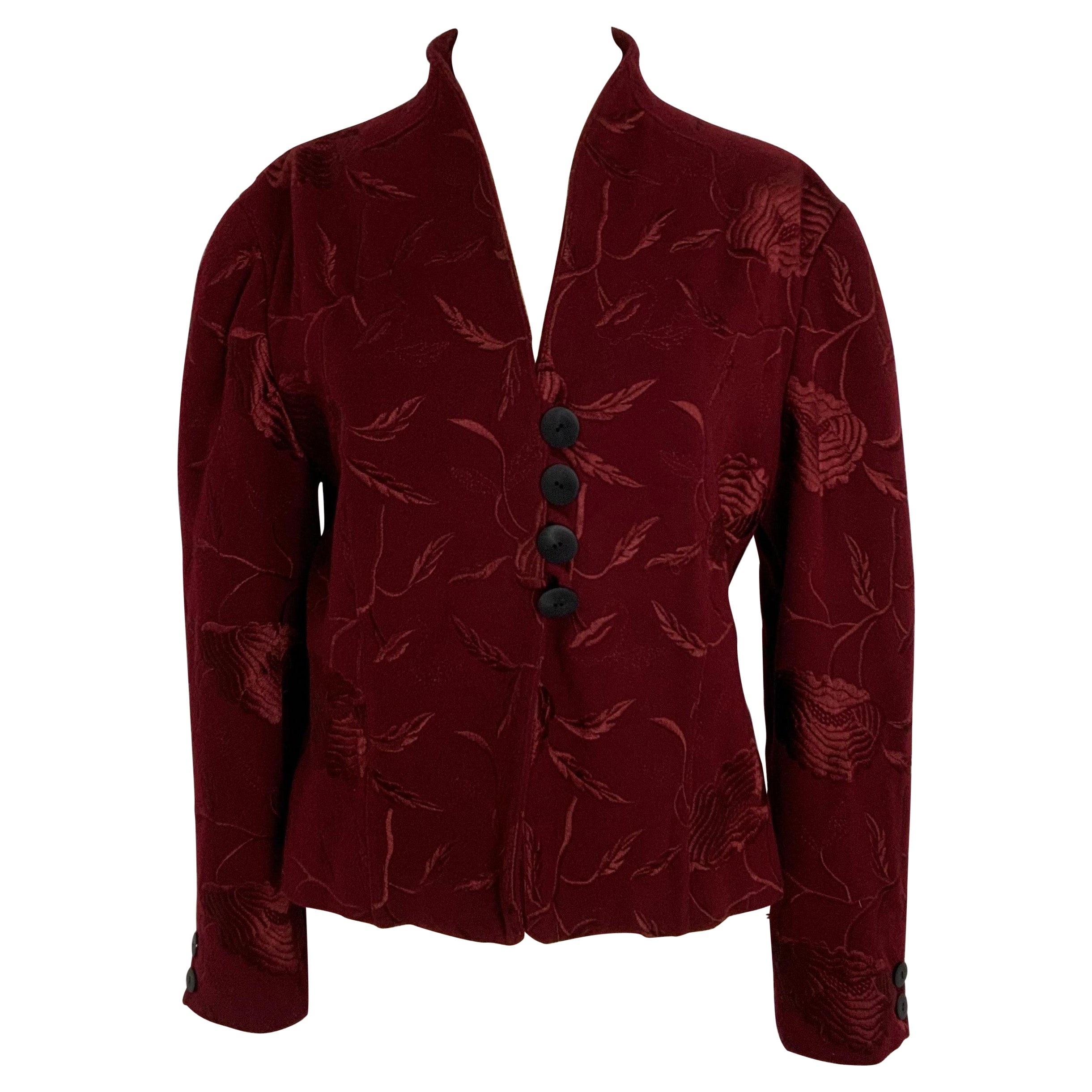 Krizia bordeaux embroidery jacket For Sale