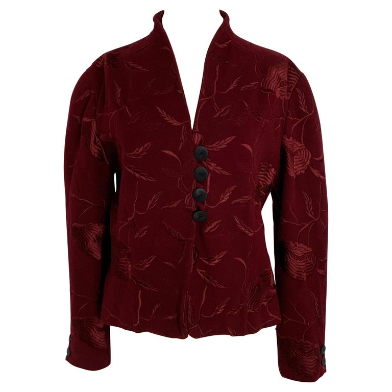 Krizia bordeaux embroidery jacket For Sale at 1stDibs
