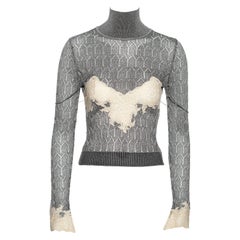 Vintage Christian Dior by John Galliano foiled silver knitted sweater, fw 1998