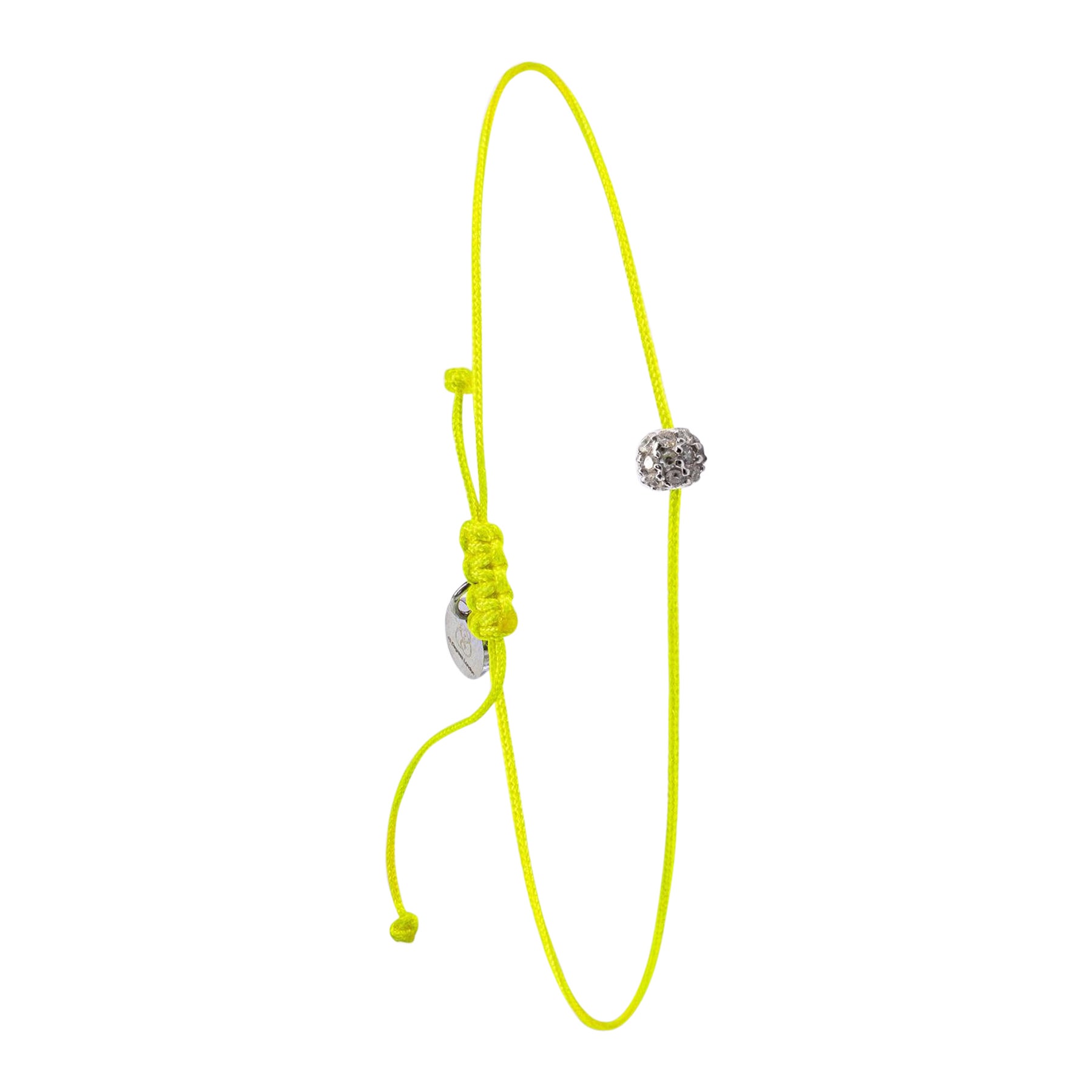 14k diamond bead bracelet with neon yellow nylon For Sale