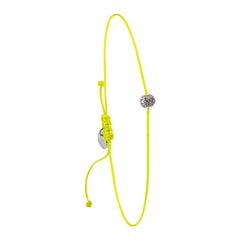 14k diamond bead bracelet with neon yellow nylon