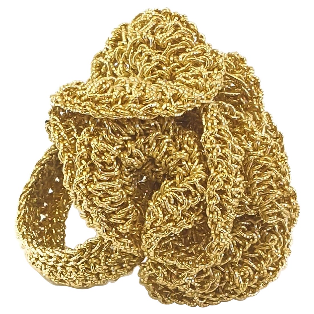 18 Karat Gold Crochet Cocktail Ring For Sale