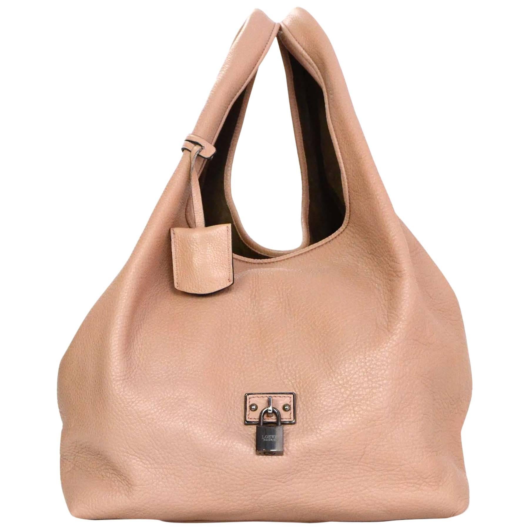 Loewe Sac hobo Calle Lock en cuir rose