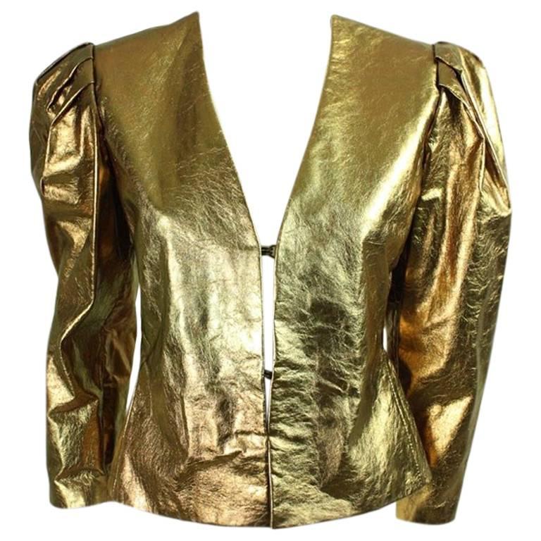 Bill Blass Metallic Leather Jacket, 1980s  For Sale