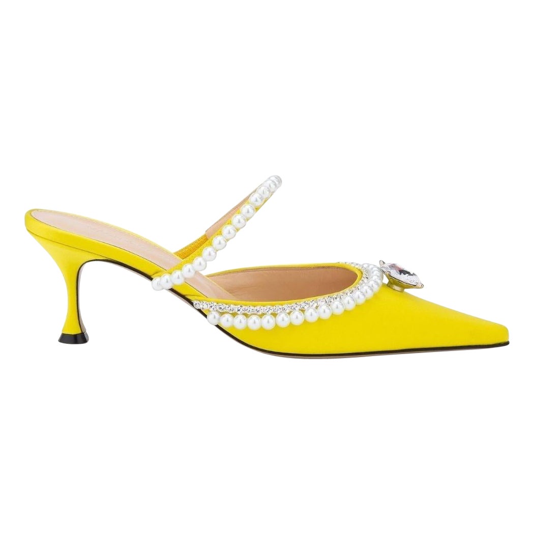 Mach & Mach Yellow Diamond & Pearl 65 Heels size 37 For Sale