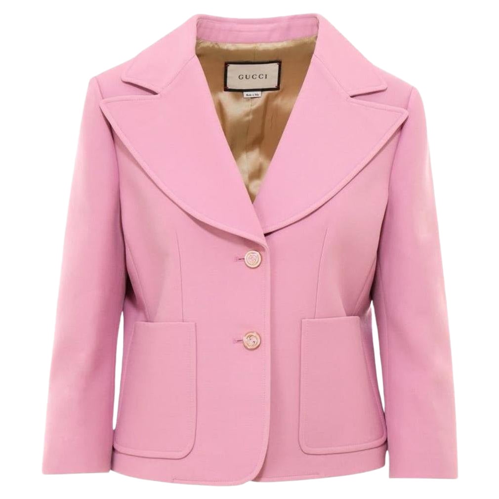 Gucci Pink Silk and Wool Blazer Jacket IT42