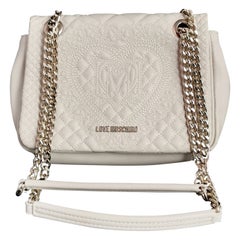 Love Moschino Quilted embroidered shoulder bag, chain handle 