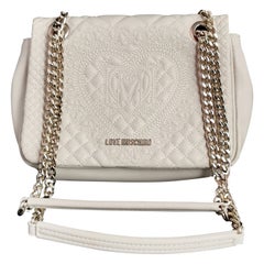 Love Moschino Quilted embroidered shoulder bag, chain handle