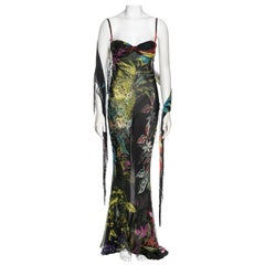 Iceberg bias cut jungle-print silk maxi dress and shawl, ss 2003