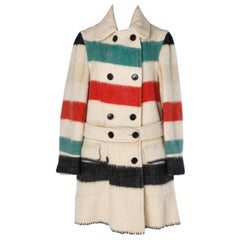 Vintage Off-white double breasted coat with red and green stripes Hudson's Bay Company 