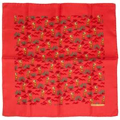 Hermes Silk Twill Coral Pouchette Scarf 4