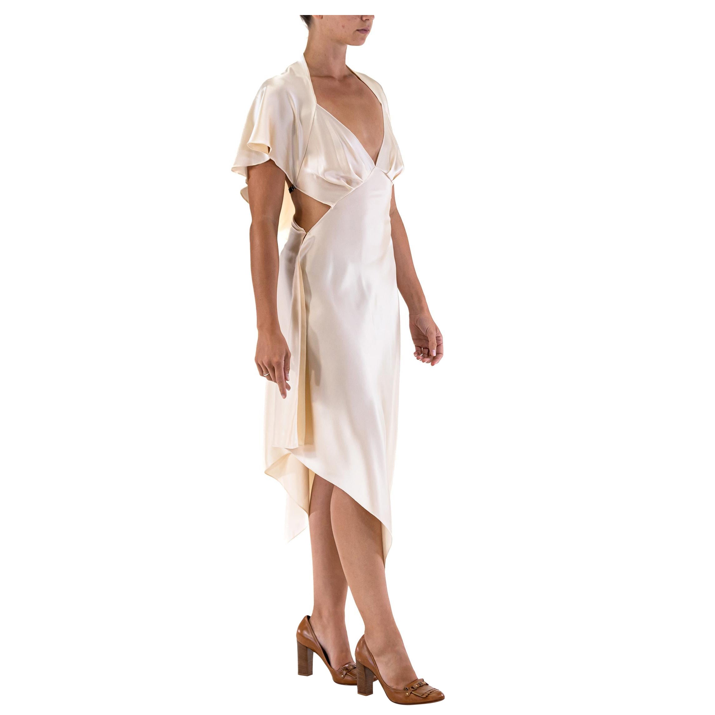 MORPHEW COLLECTION Champagne Silk Charmeuse 3 Scarf Dress For Sale