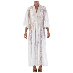 MORPHEW COLLECTION Weißer Kaftan aus Poly/Nylon mit barocker Blattspitze