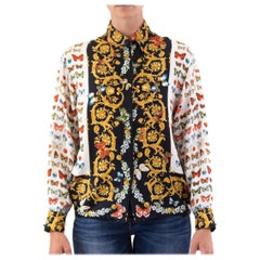 Vintage 1990S VERSACE Baroque Butterfly Print Blouse