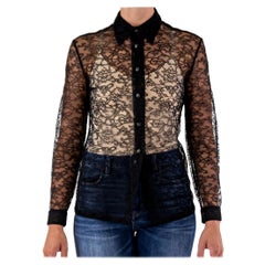 Vintage 1990S GIANNI VERSACE Black Lace Blouse