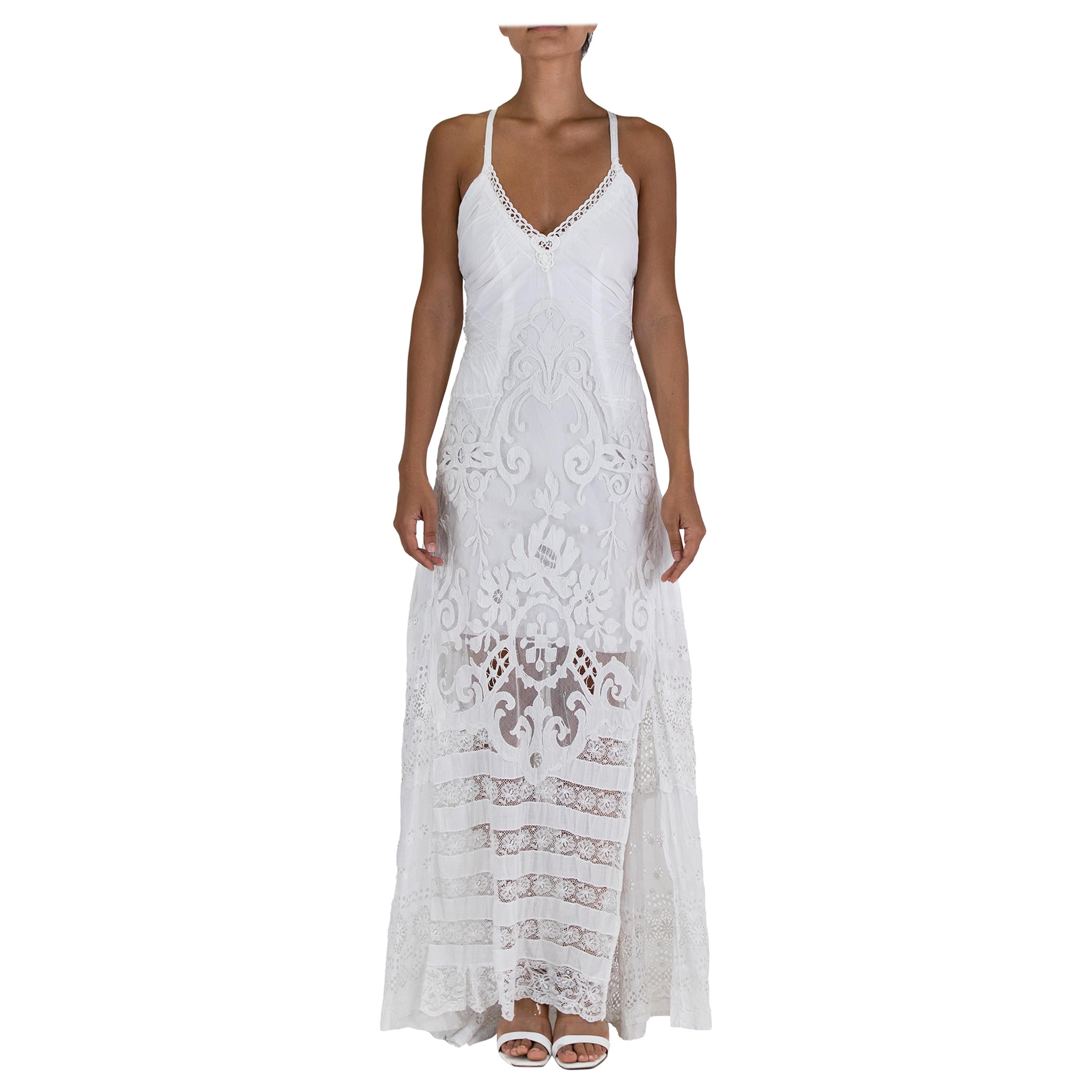 Morphew Atelier White Vintage Lace Dress For Sale