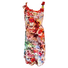 Jean Paul Gaultier S/S 1998 Frida Kahlo Floral Print Mesh Dress