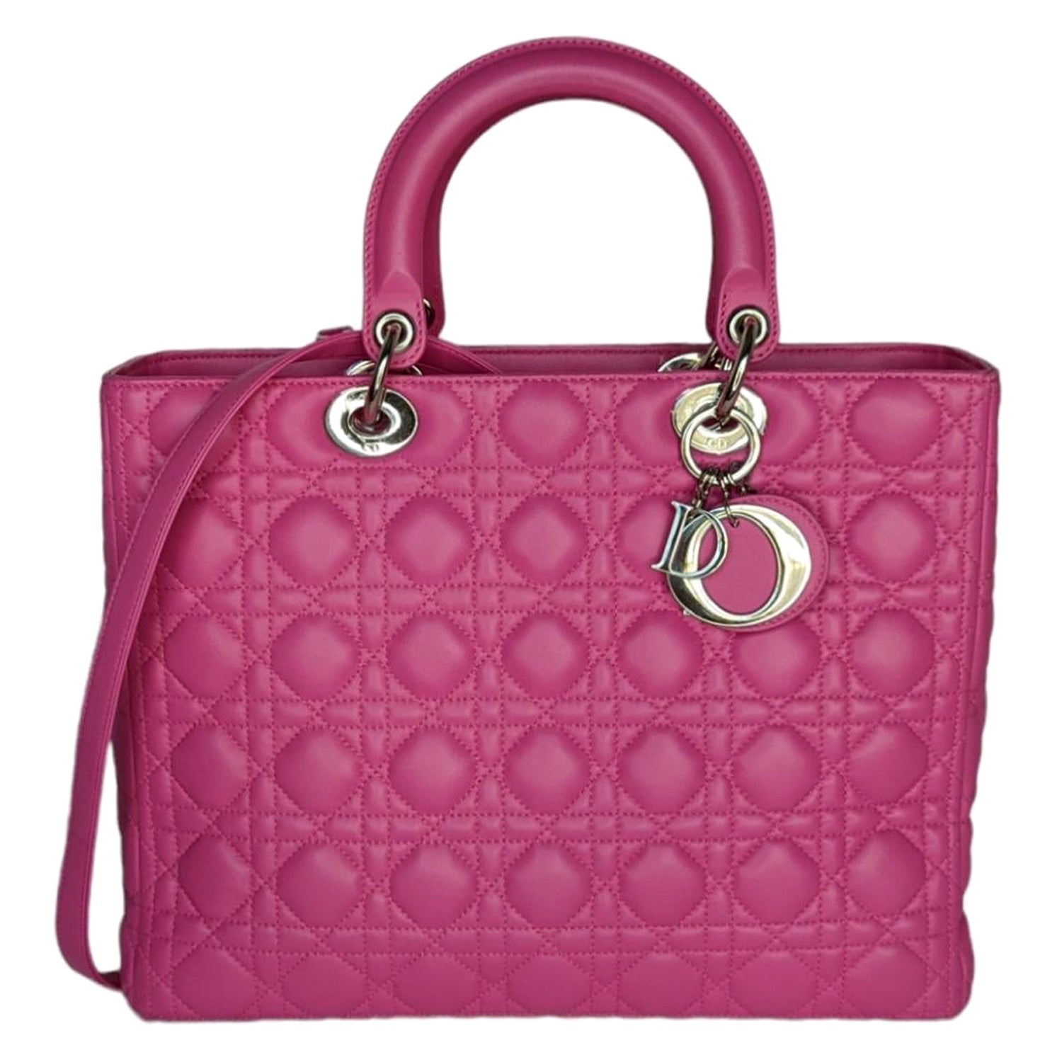 Christian Dior Pink Large Cannage Lady Dior Tote