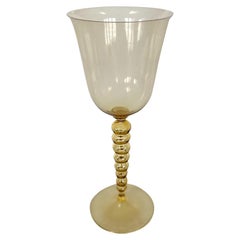 Italian MURANO Venetian Signed Hand Blown Glass Goblet - smoky
