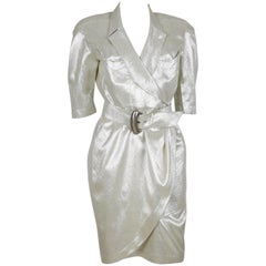 Thierry Mugler Vintage Gold Lurex Wrap Dress