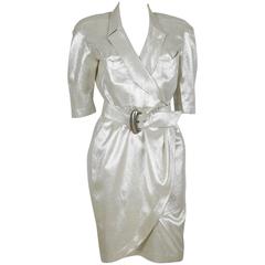 Thierry Mugler Vintage Gold Lurex Wrap Dress 4