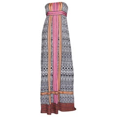 MISSONI Monochrome Crochet Knit Maxi Dress Gown Colorblock Trimming 42