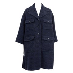 GUCCI navy blue wool SOFT BOUCLE TWEED Coat Jacket 38 XS