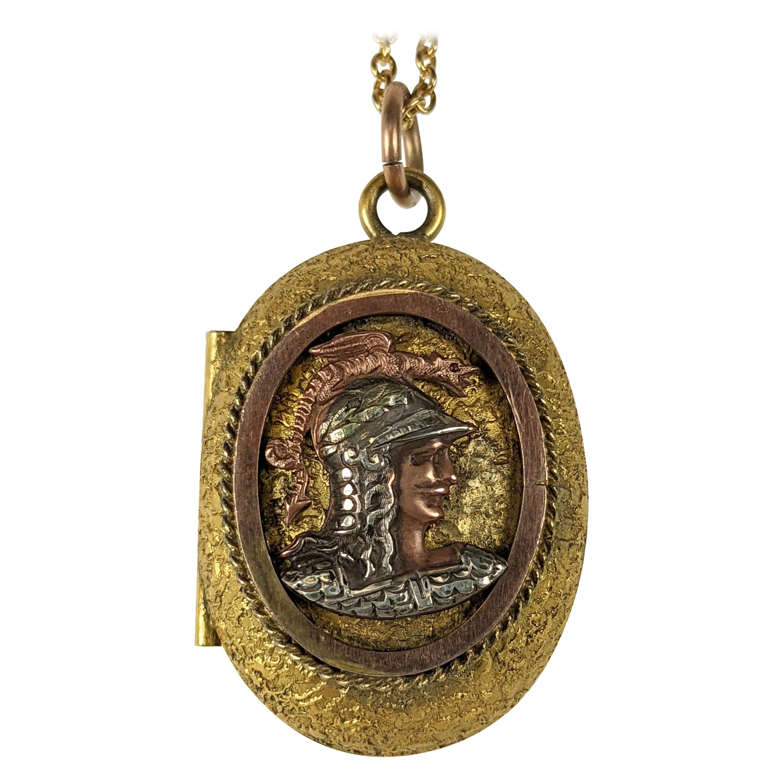 Tricolor Victorian Warrior Locket  For Sale