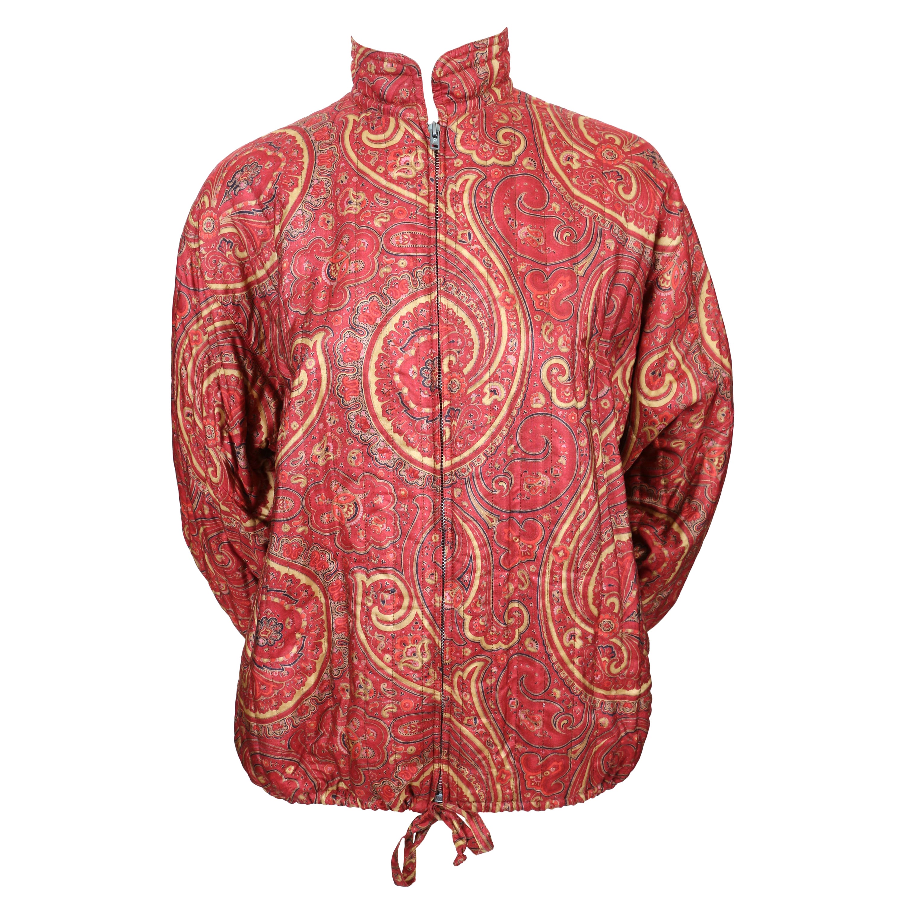 1977 YVES SAINT LAURENT paisley printed quilted silk jacket For Sale
