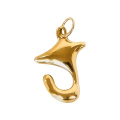 Organic Alphabet Necklace, Letter J, 18 Carat Gold Plated Recycled Silver