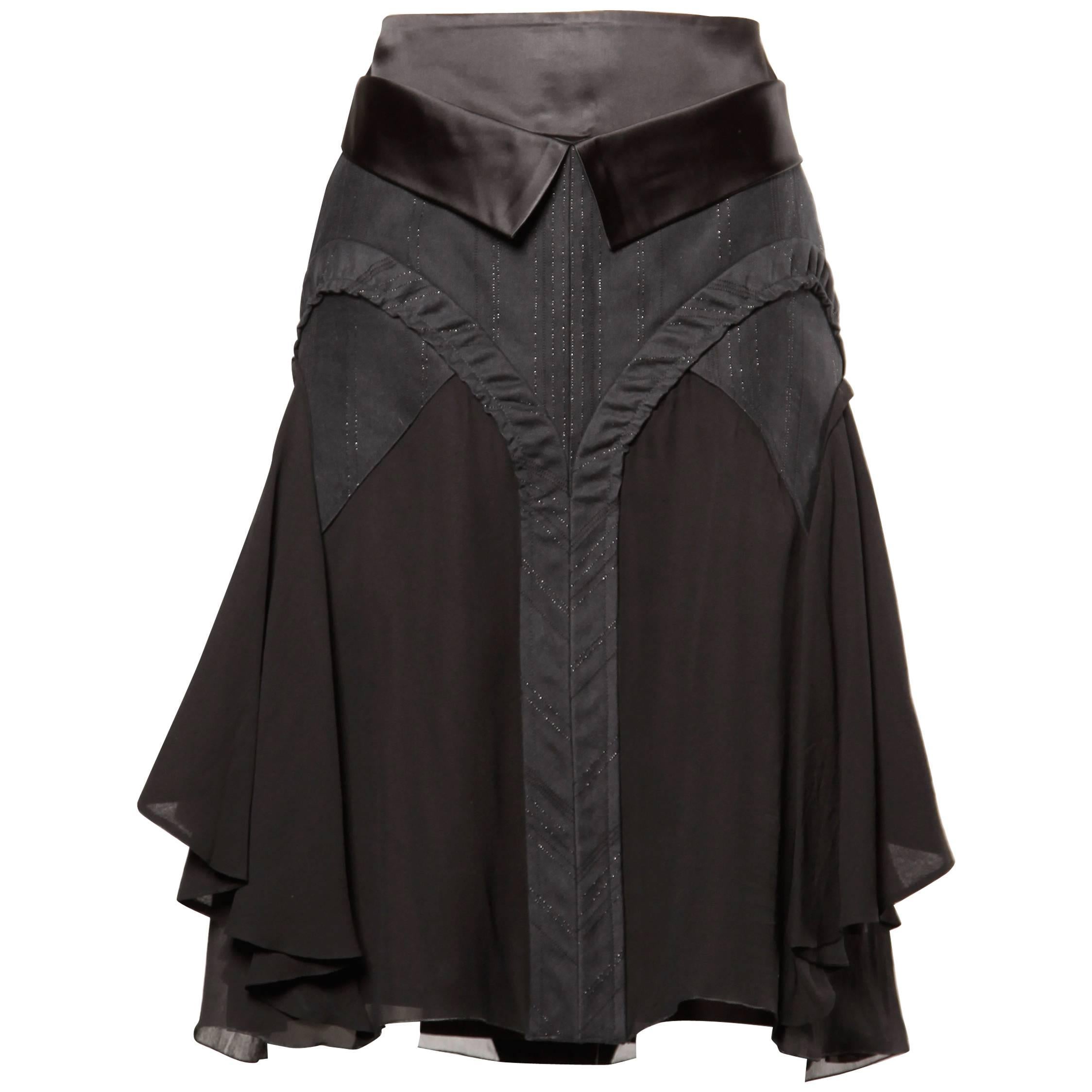 Martine Sitbon Silk and Wool Avant Garde Skirt