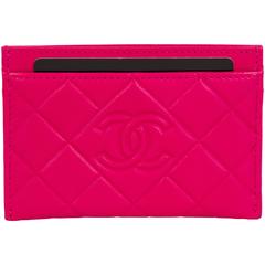 Chanel Fuchsia Quilted CC Wallet