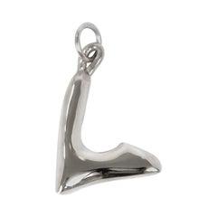 Organic Alphabet Necklace, Letter L, in Recycled Silver