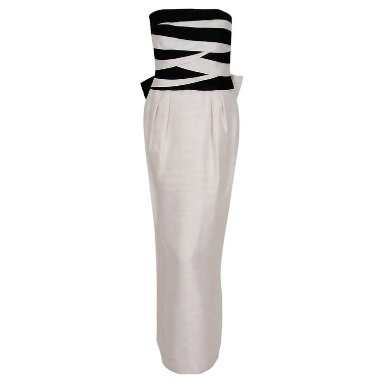 Vintage 1990 Christian Dior Black White Polka-Dot Silk Bustier Plunge Mini  Dress For Sale at 1stDibs