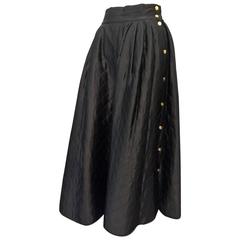 1980s Chanel Quilted Silk Satin Full Skirt with 