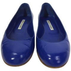 Manolo Blahnik Royal Blue Leather Flat