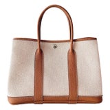Hermes Abricot Canvas and Gold Negonda Leather Garden Party 30 Bag -  Yoogi's Closet