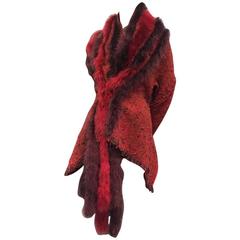 Yohji Yamamoto Wool Tweed Asymmetrical Fitted Jacket w Marabou Feather Boa 8