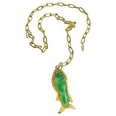Vendome Large Faux Jade Fish Necklace