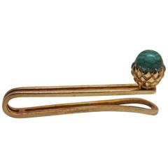 Rare Vintage Jean Schlumberger for Tiffany 18K Gold with Malachite Mens Tie Bar
