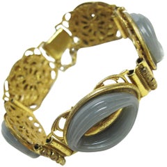 Retro Miriam Haskell Grey Ovals Link Bracelet 