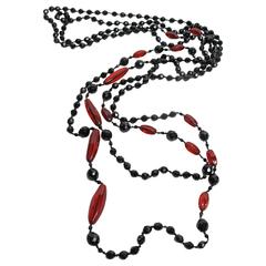1930s Faceted Glass Extra Long Necklace