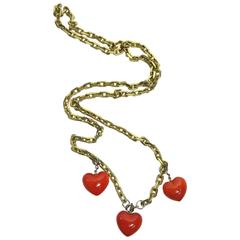 Dyed Heart Agate on Long Link Chain Necklace 1