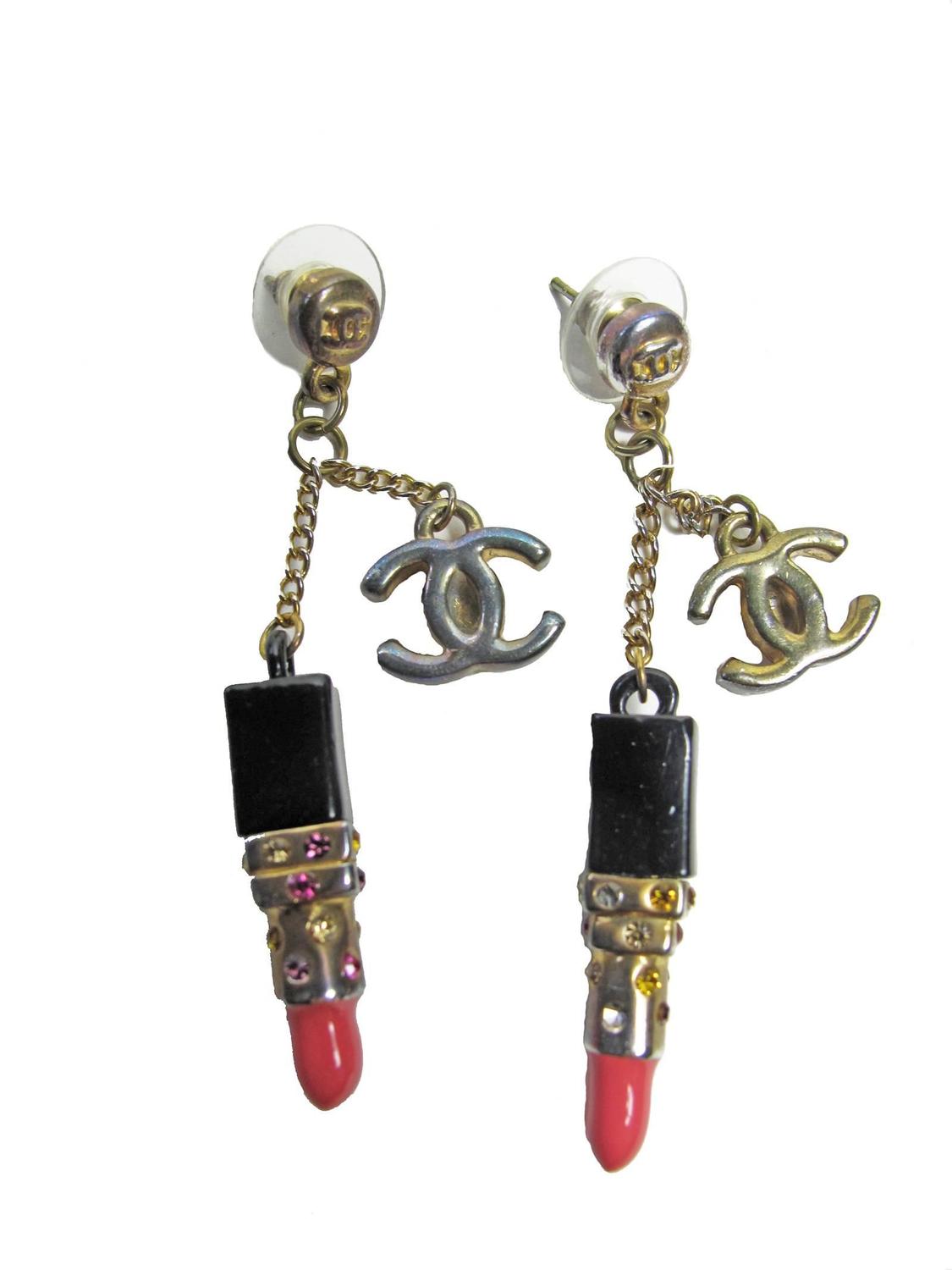 Chanel Lipstick Earrings at 1stdibs