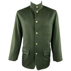 LORO PIANA Men's 40 Forest Green Cashmere Patch Pocket Jacket