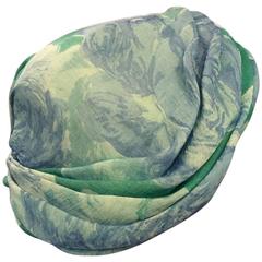 1950s Christian Dior Floral Silk Chiffon Turban Hat 3