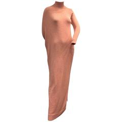 1970s Adolfo Pink Asymmetrical Knit Dress: One Caftan Sleeve