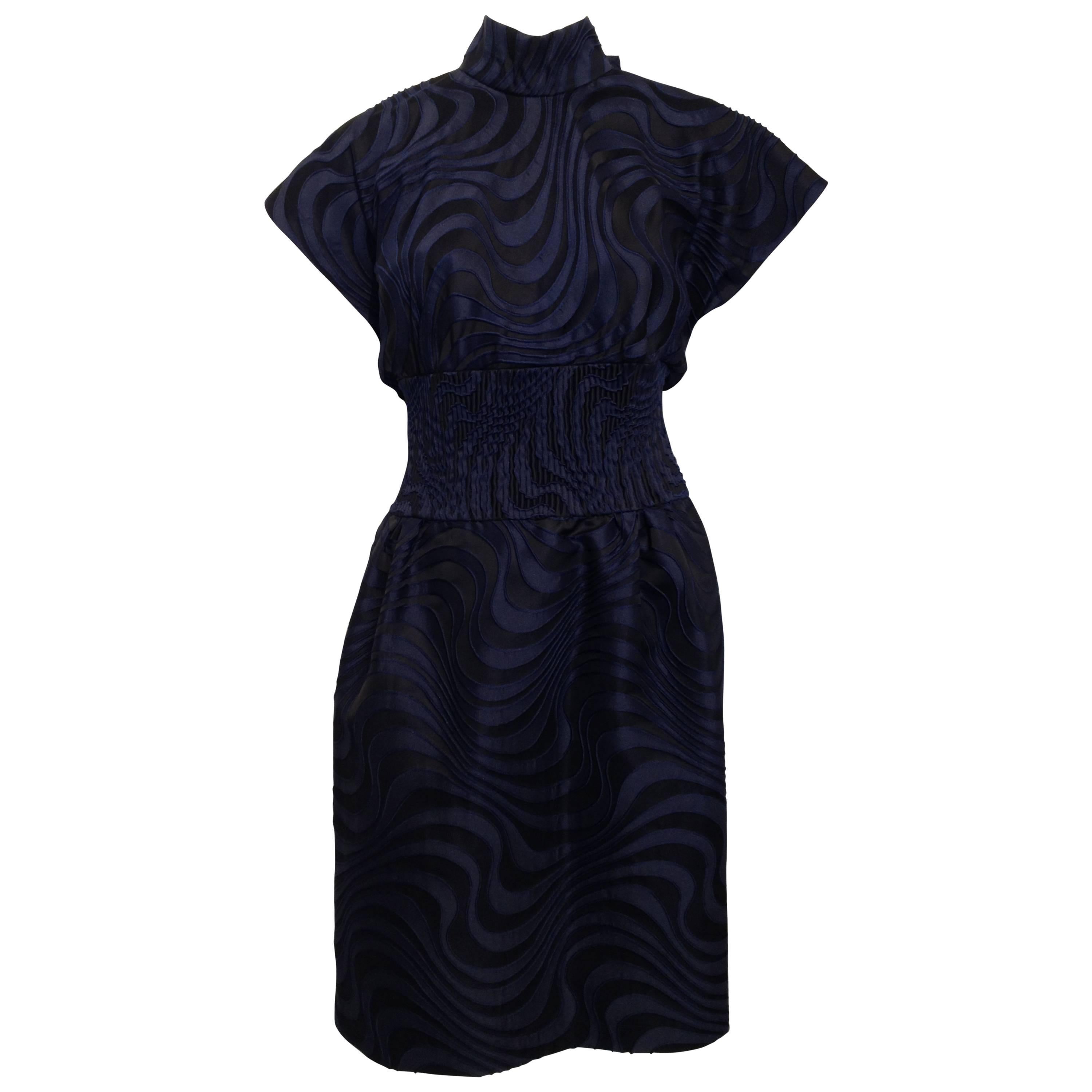 Vionnet Navy and Black Swirled Dress Size 44 (8)