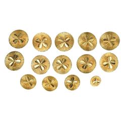 Mid 1980's (14) Famous Gilt Vintage Four-Leaf Clover Buttons With Metal Shank 6