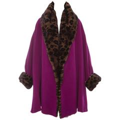 Genny By Gianni Versace Wool Swing Coat With Mink Trim, Circa 1980's 6